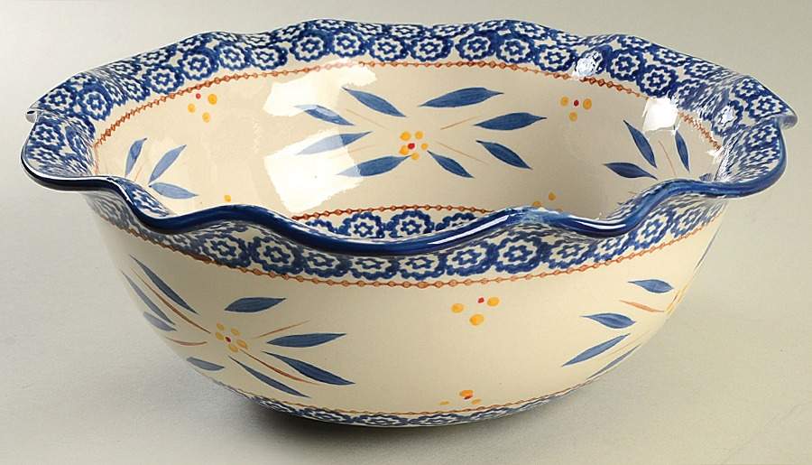 Old World Blue Scalloped Serving Bowl by Temp-Tations-1