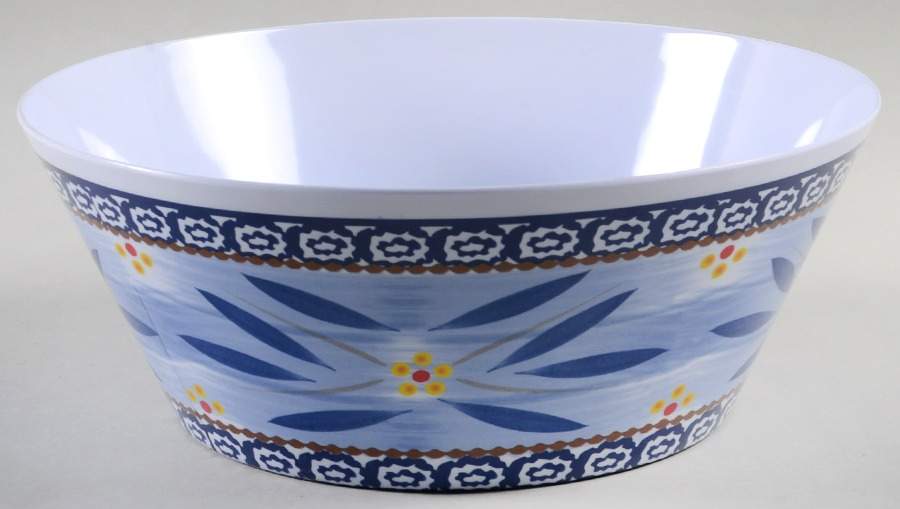 Old World Blue 11" Large Melamine Salad Serving Bowl by Temp-Tations-1