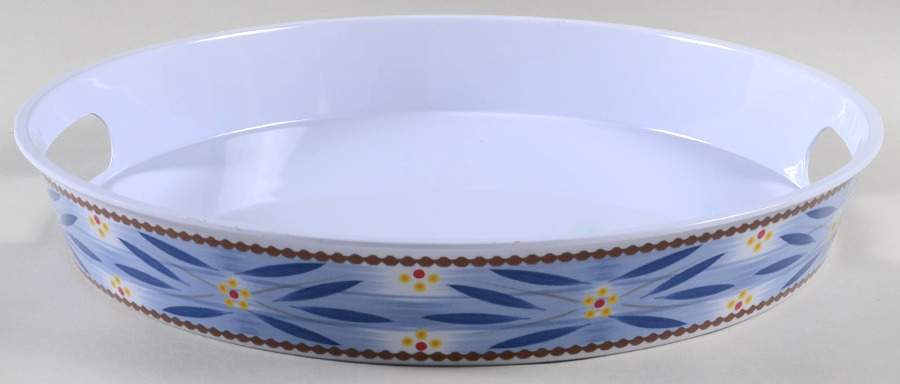 Old World Blue 15" Round Melamine Tray by Temp-Tations-1