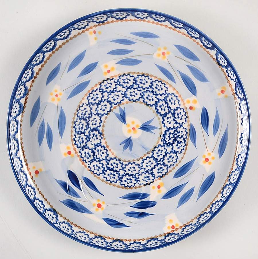 Old World Blue Luncheon Plate with Cup Indention by Temp-Tations-1