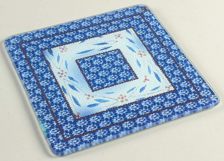 Old World Blue Glass Trivet for 8" Square Baker by Temp-Tations-1