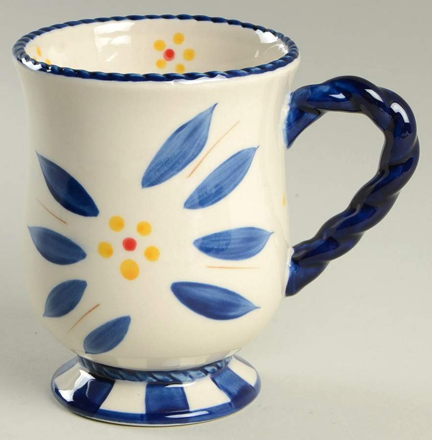Old World Blue Pedestal Mug by Temp-Tations-1