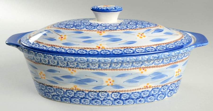 Old World Blue 3 Quart Oval Covered Casserole by Temp-Tations-1
