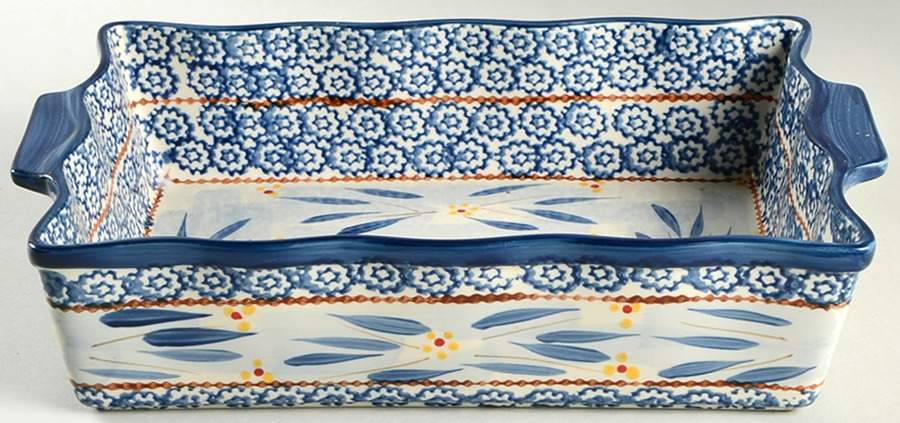 Old World Blue 13'' Rectangular Baker by Temp-Tations-1