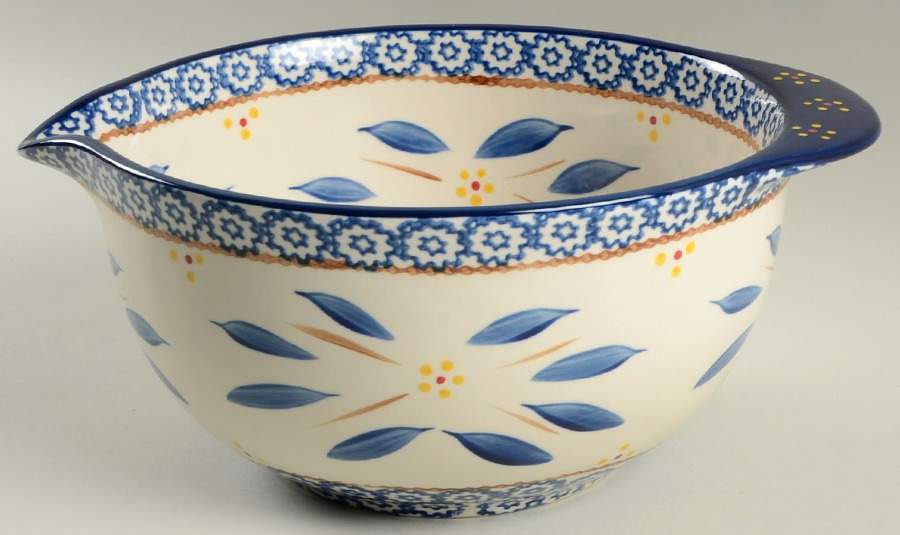Old World Blue 11" Nesting Bowl with Spout by Temp-Tations-1