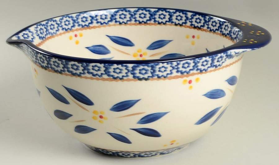 Old World Blue 9" Nesting Bowl with Spout by Temp-Tations-1