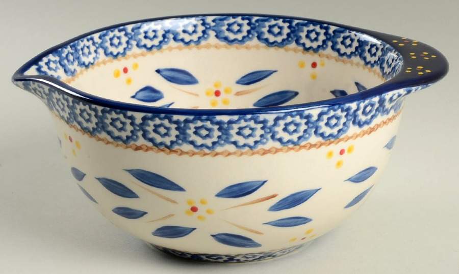 Old World Blue 8" Nesting Bowl with Spout by Temp-Tations-1