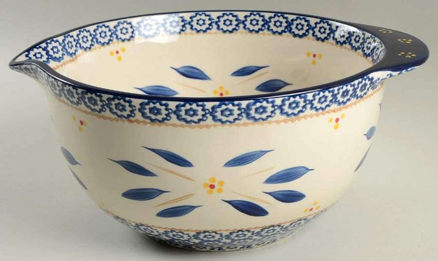 Old World Blue 12" Nesting Bowl with Spout by Temp-Tations-1