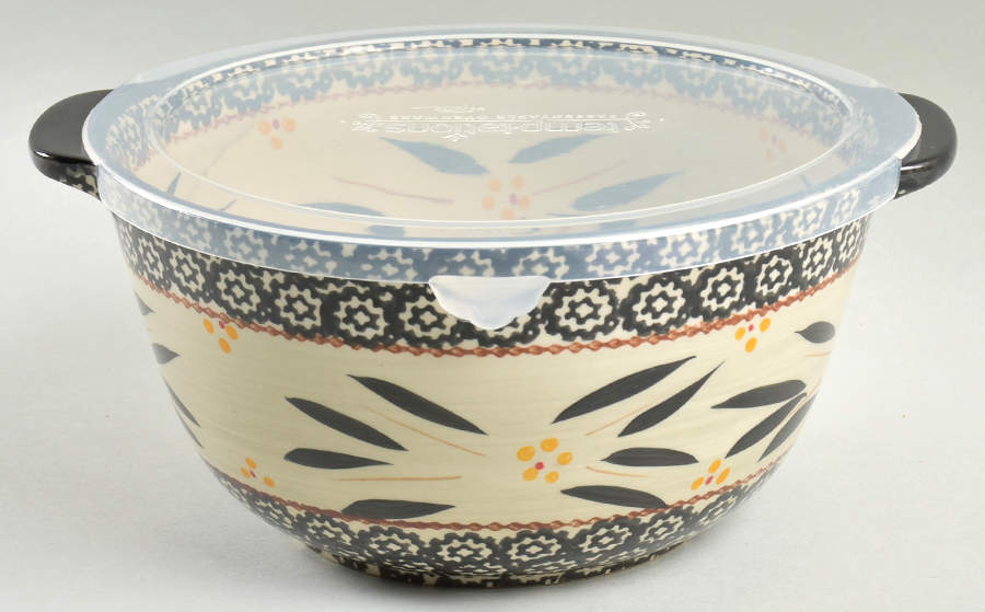 Old World Black 10" Mixing Bowl & Plastic Lid by Temp-Tations-1