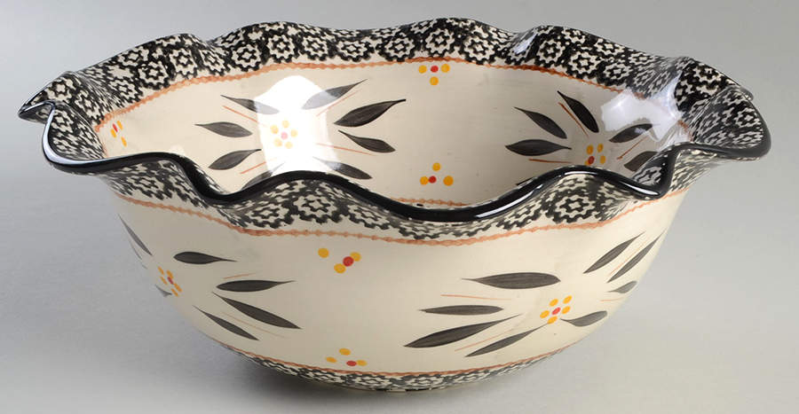 Old World Black Scalloped Serving Bowl by Temp-Tations-1