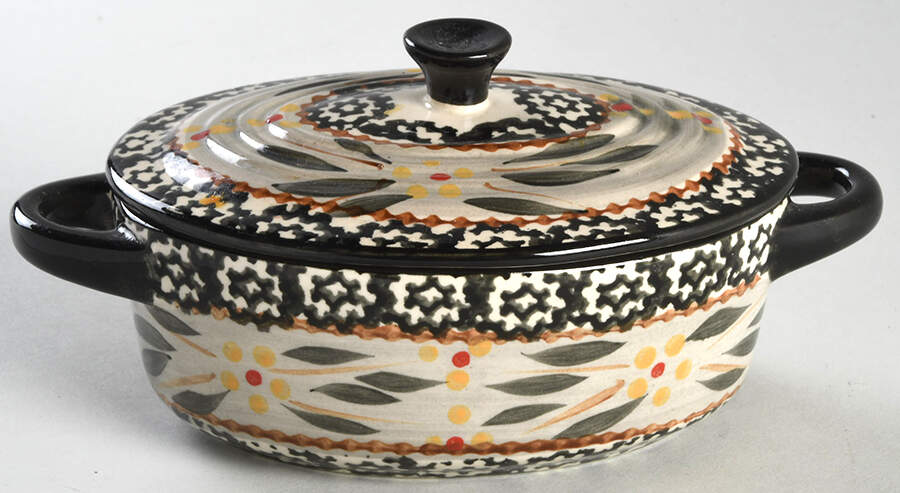 Old World Black 9 Oz Individual Oval Casserole & Lid by Temp-Tations-1
