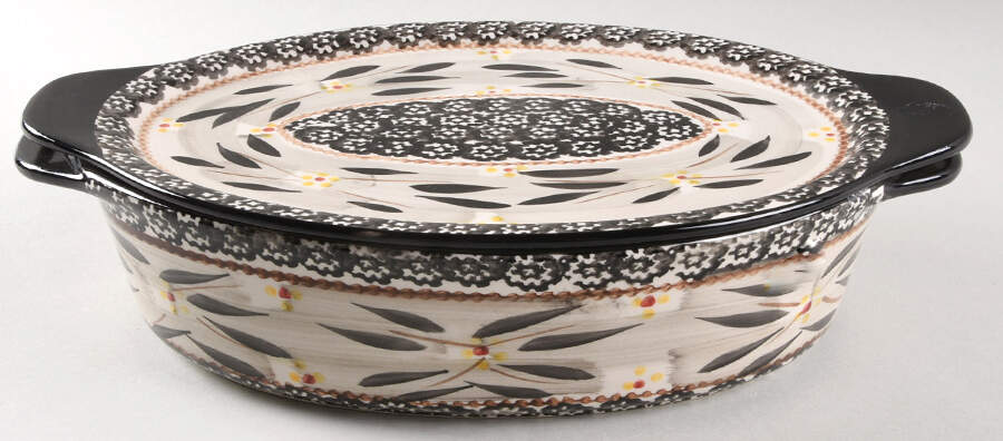 Old World Black 13" Oval Baker & Lid-it by Temp-Tations-1