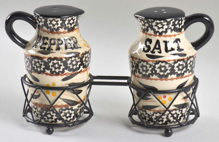 Old World Black Salt & Pepper w/Metal Stand by Temp-Tations-1