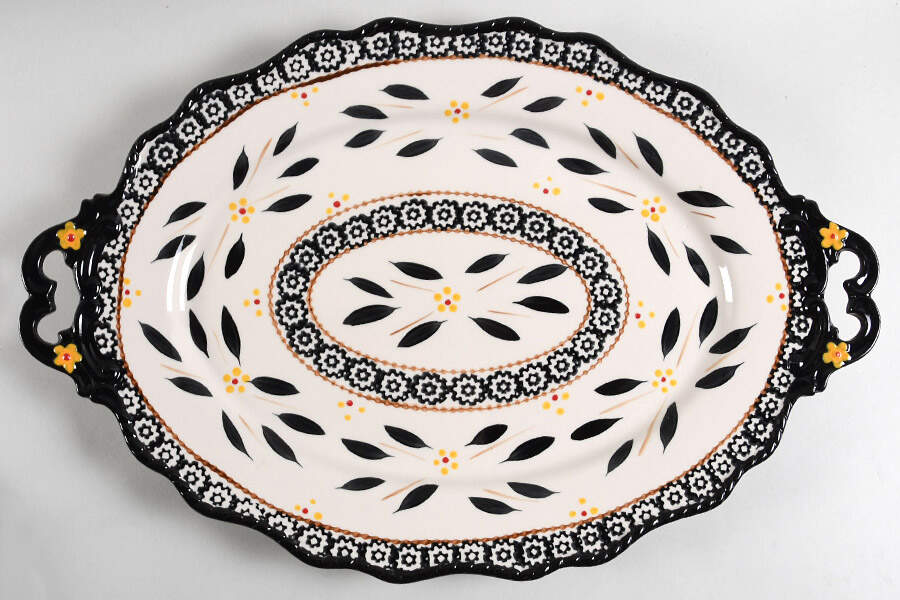 Old World Black 18" Oval Handled Platter by Temp-Tations-1