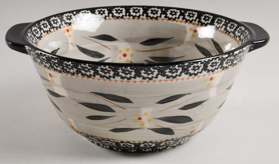Old World Black 9" Handled Round Serving Bowl by Temp-Tations-1