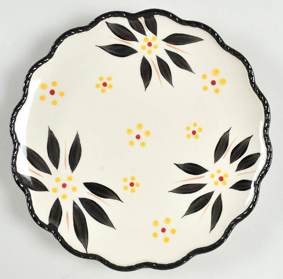 Old World Black Scalloped Salad Plate by Temp-Tations-1
