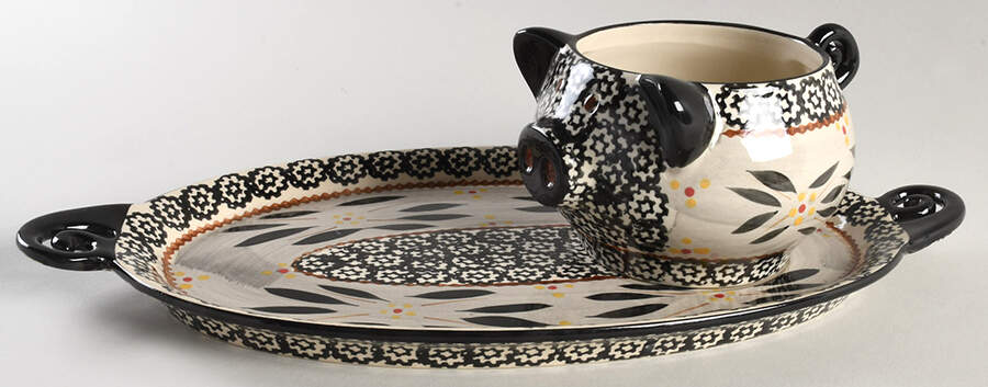 Old World Black Tray for Soup Mug & Sandwich Set by Temp-Tations-1