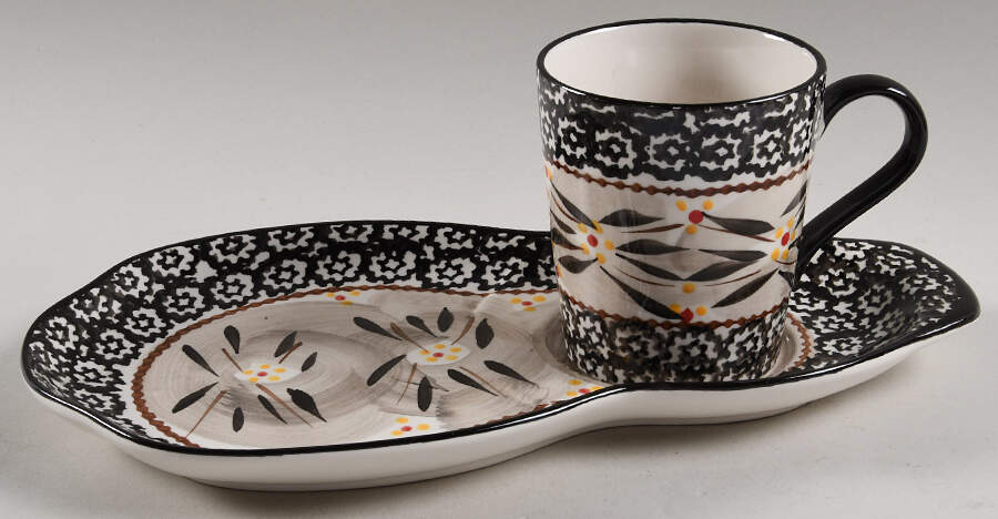 Old World Black Snack Plate & Cup Set by Temp-Tations-1