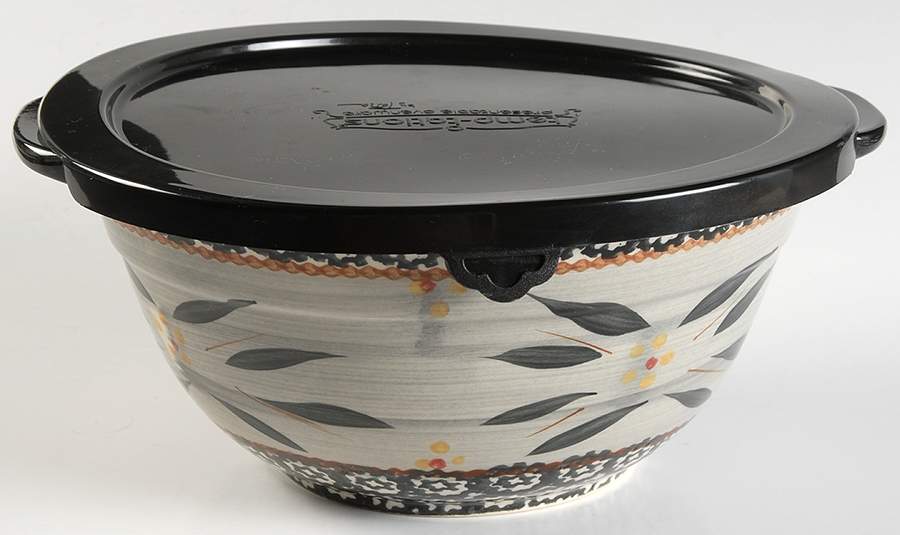 Old World Black 9" Mixing Bowl & Plastic Lid by Temp-Tations-1