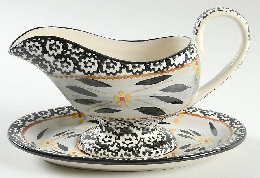 Old World Black Gravy Boat & Underplate by Temp-Tations-1