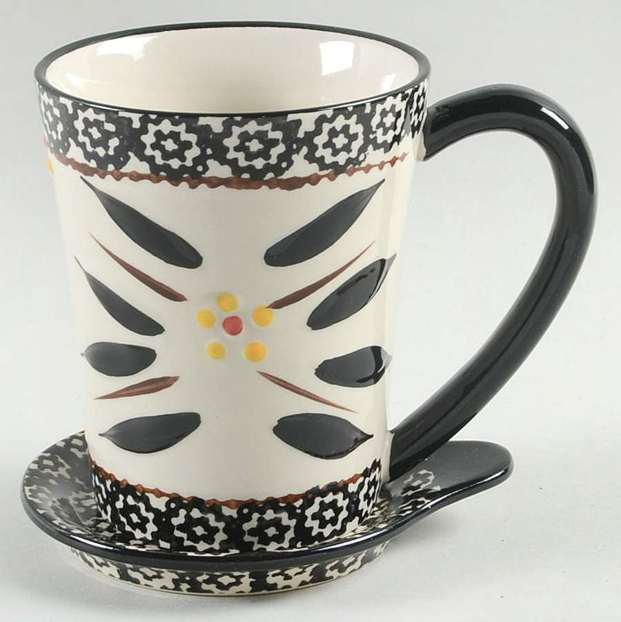 Old World Black Mug & Lid/Coaster No Spoon by Temp-Tations-1