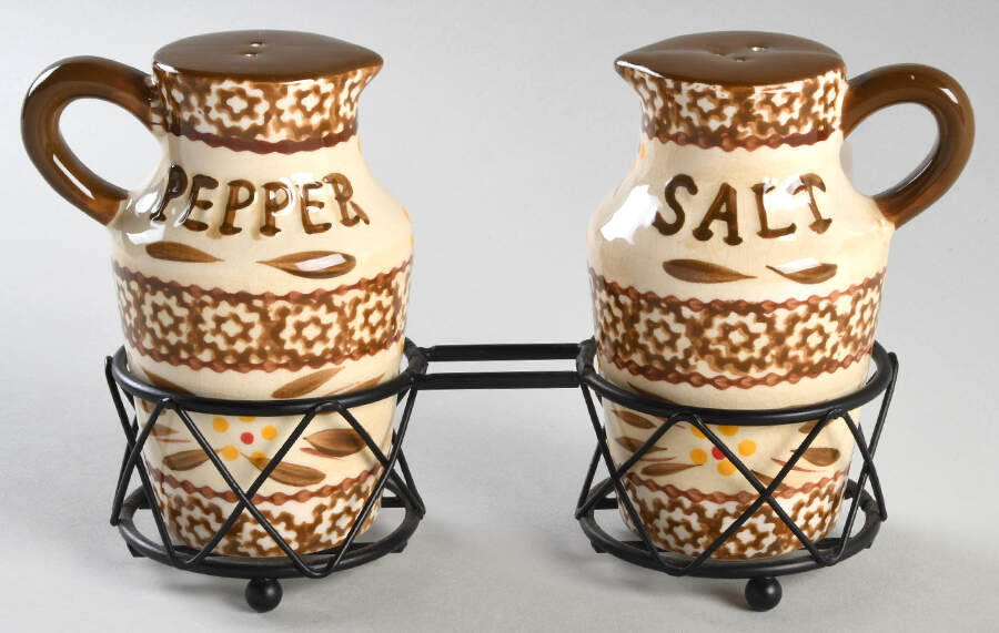 Old World Brown Salt & Pepper w/Metal Stand by Temp-Tations-1