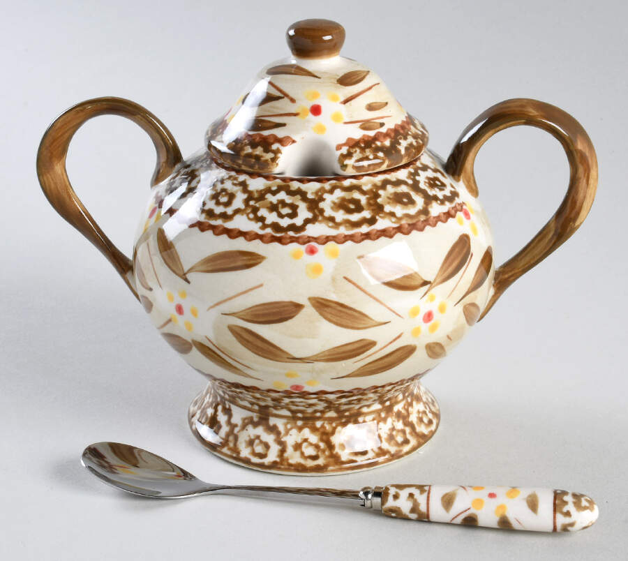 Old World Brown Sugar Bowl & Lid W/Spoon by Temp-Tations-1