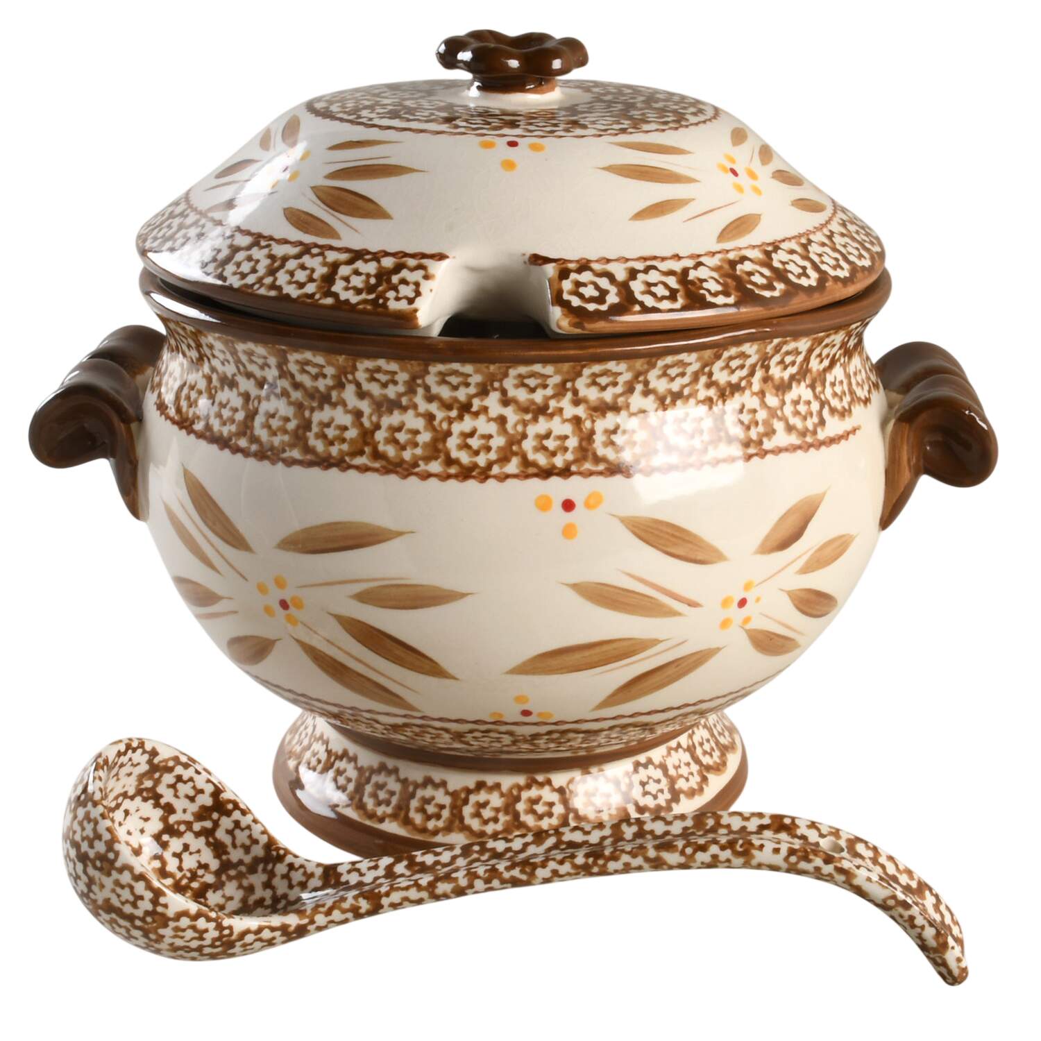 Old World Brown Tureen & Lid w/Ladle by Temp-Tations-1