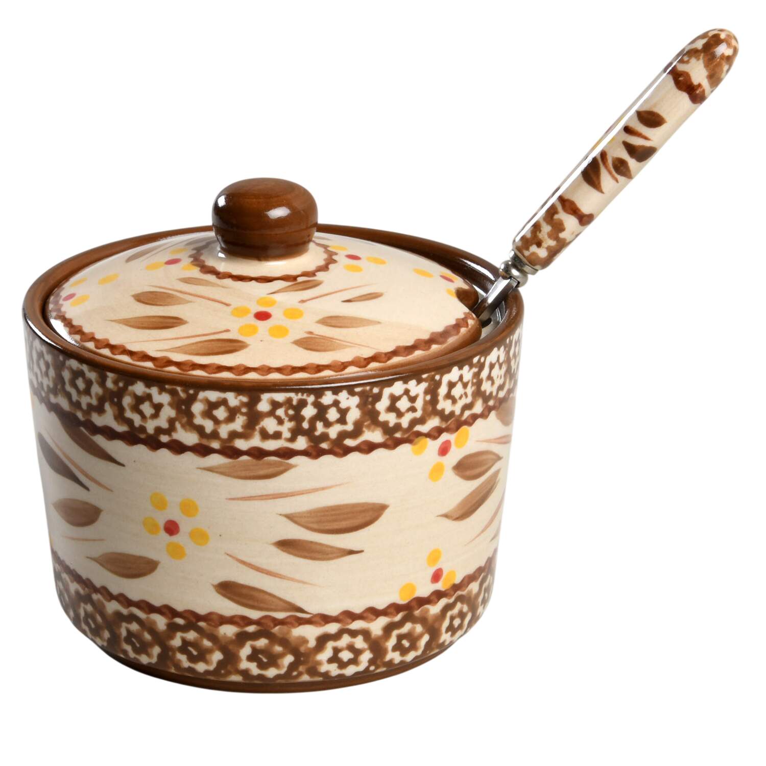 Old World Brown Condiment Jar & Lid w/Spoon by Temp-Tations-1