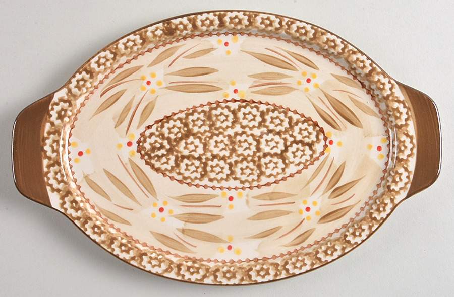 Old World Brown 10" Oval Lid-It (Trivet,Tray,Baker Lid) by Temp-Tations-1