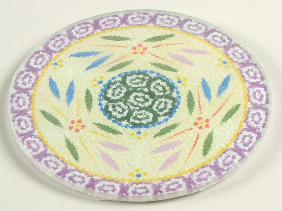 Old World Confetti Round Glassware Trivet by Temp-Tations-1
