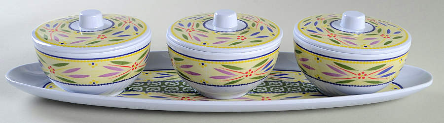 Old World Confetti (7 Piece) Melamine Condiments Set by Temp-Tations-1