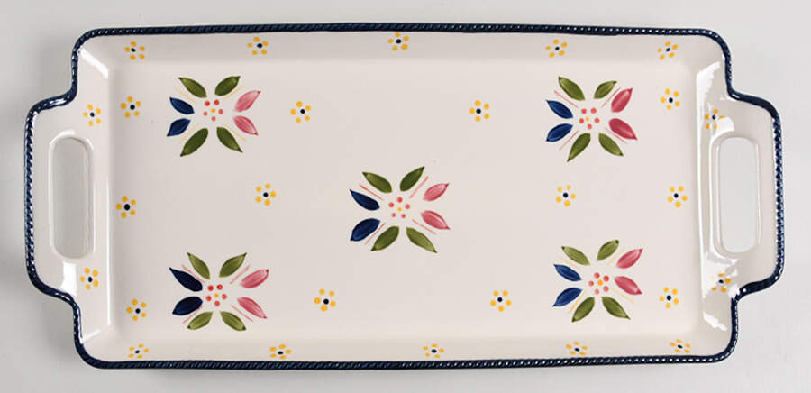 Old World Confetti 19" Rectangular Tray with Upswept Handles by Temp-Tations-1