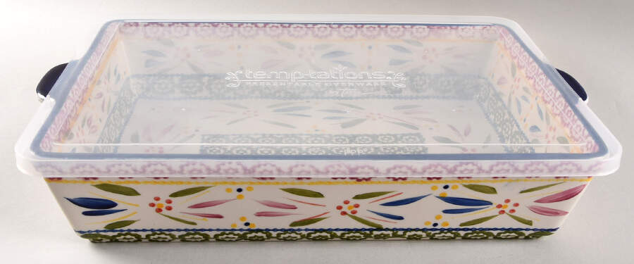 Old World Confetti 15" Rectangular Baker & Tabless Plas Storage Cover by Temp-Tations-1