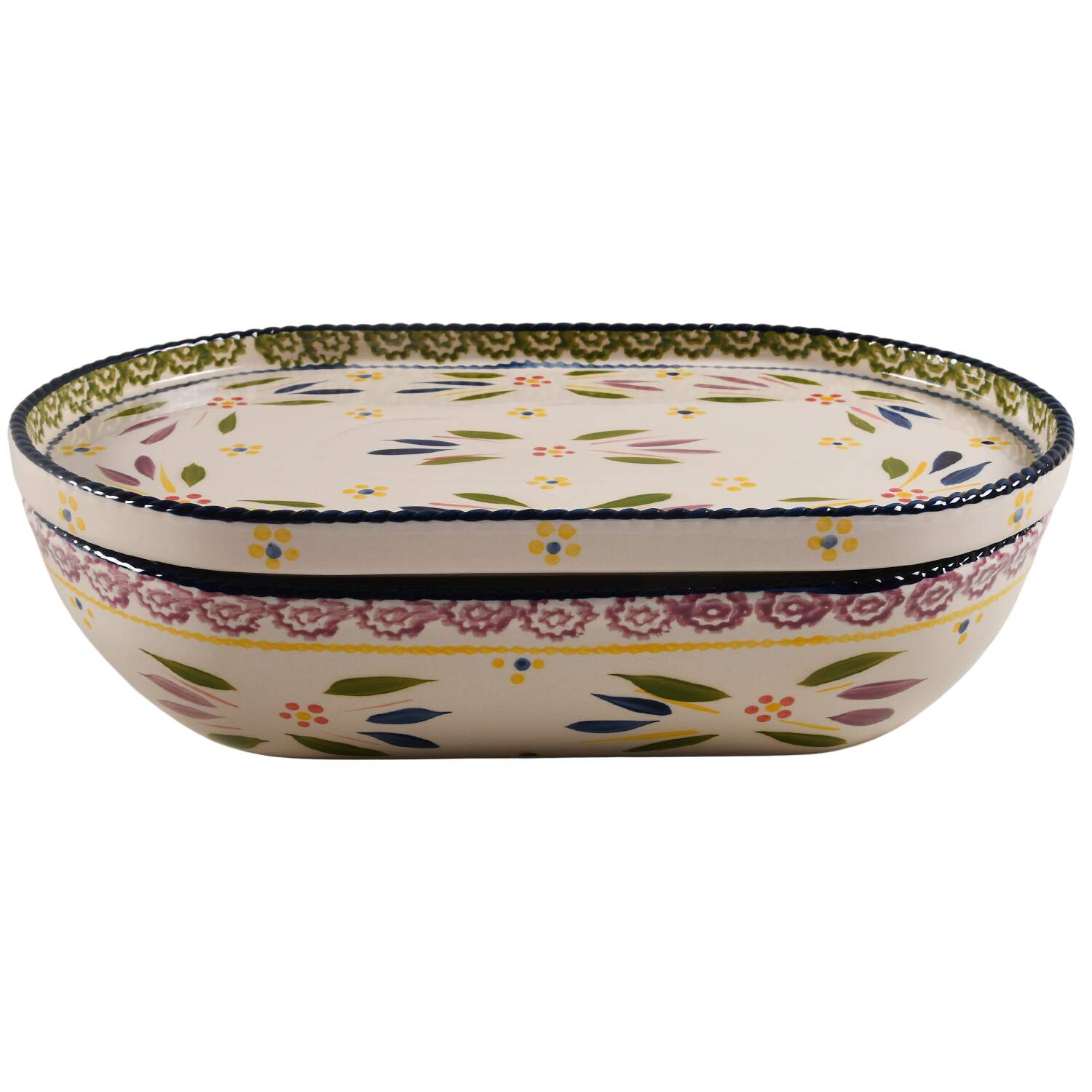 Old World Confetti 13" Oval Baker & Lid-It by Temp-Tations-1