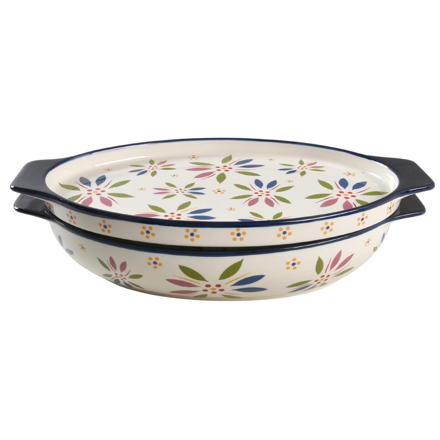 Old World Confetti 16" Oval Tab Handled Baker & Lid-It by Temp-Tations-1