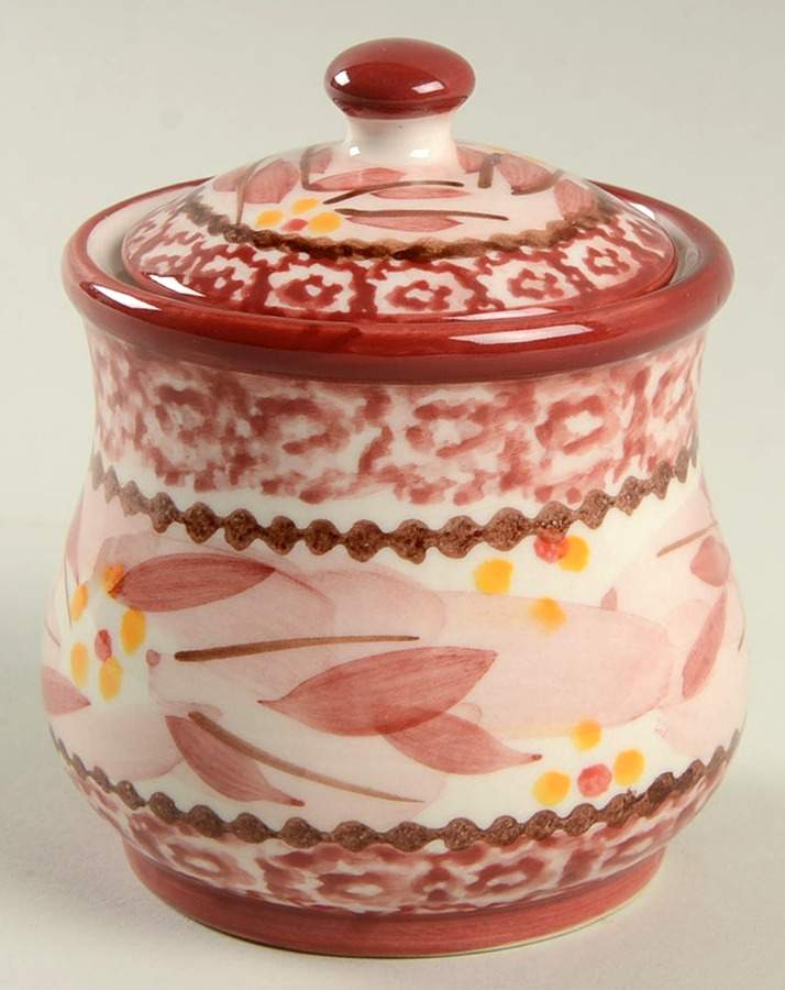 Old World Cranberry Sugar Bowl & Lid by Temp-Tations-1