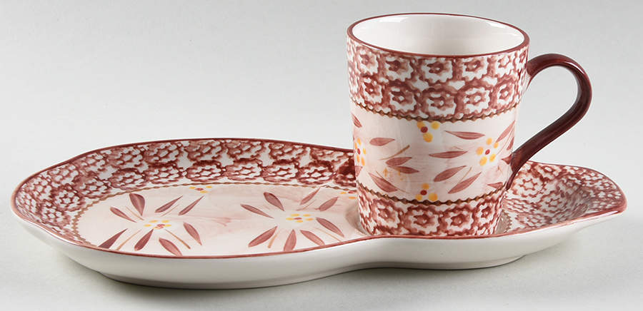 Old World Cranberry Snack Plate & Cup Set by Temp-Tations-1