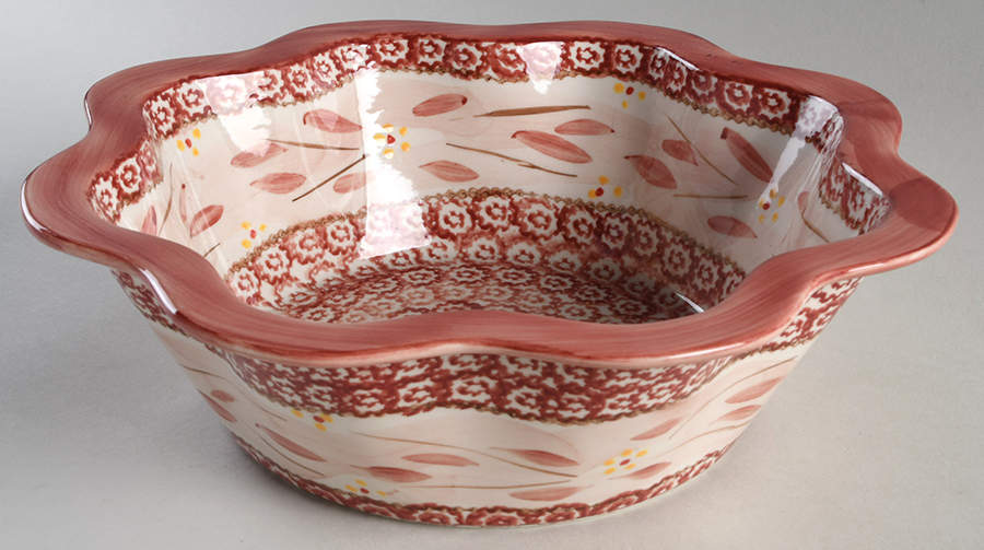 Old World Cranberry 12" Large Salad Serving Bowl by Temp-Tations-1