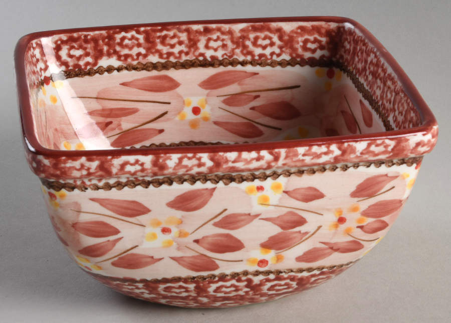 Old World Cranberry 6" Square Mixing Bowl by Temp-Tations-1