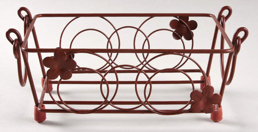 Old World Cranberry Metal Stand for 8" Rectangular Handled Baker by Temp-Tations-1