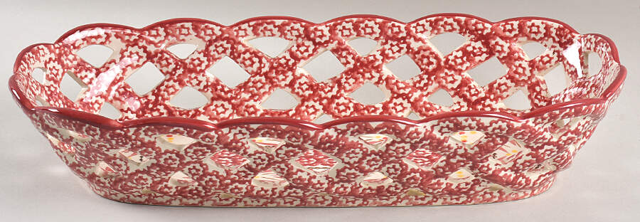 Old World Cranberry Bread Basket Tray by Temp-Tations-1