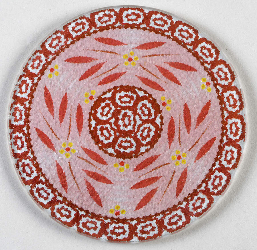 Old World Cranberry Round Glassware Trivet by Temp-Tations-1