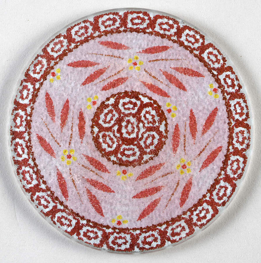 Old World Cranberry Round Glassware Trivet by Temp-Tations-1