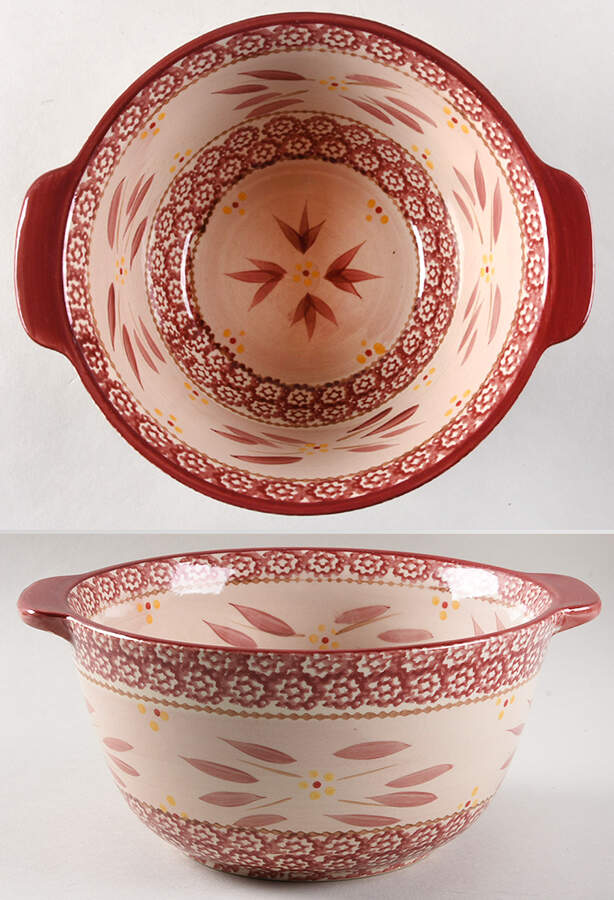 Old World Cranberry 10" Handled Round Serving Bowl by Temp-Tations-1