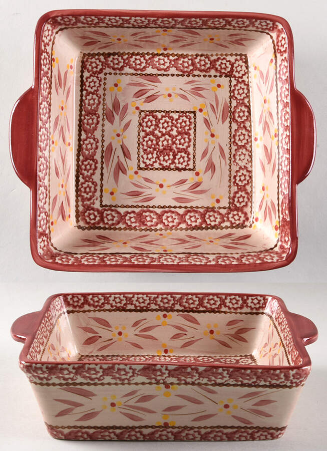 Old World Cranberry 8" Square Baker by Temp-Tations-1
