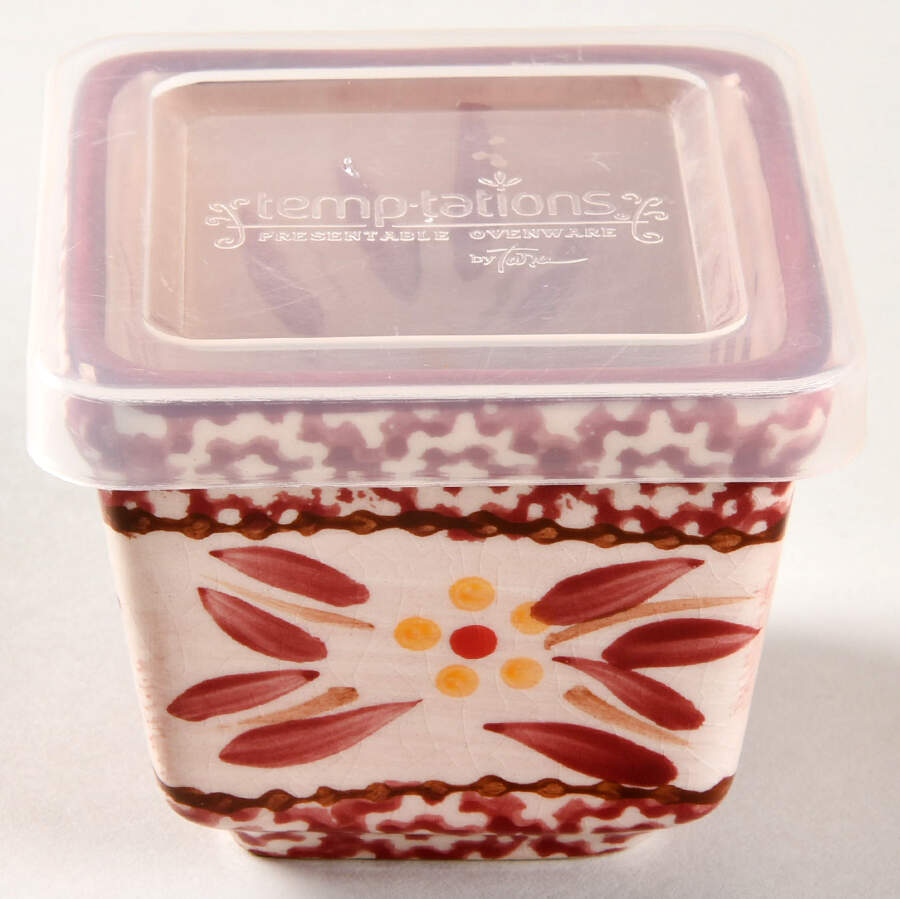 Old World Cranberry Small Ramekin with Plastic Lid by Temp-Tations-1