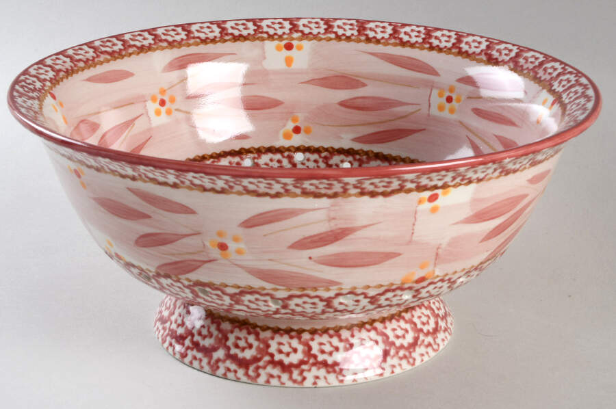 Old World Cranberry Ceramic Colander by Temp-Tations-1