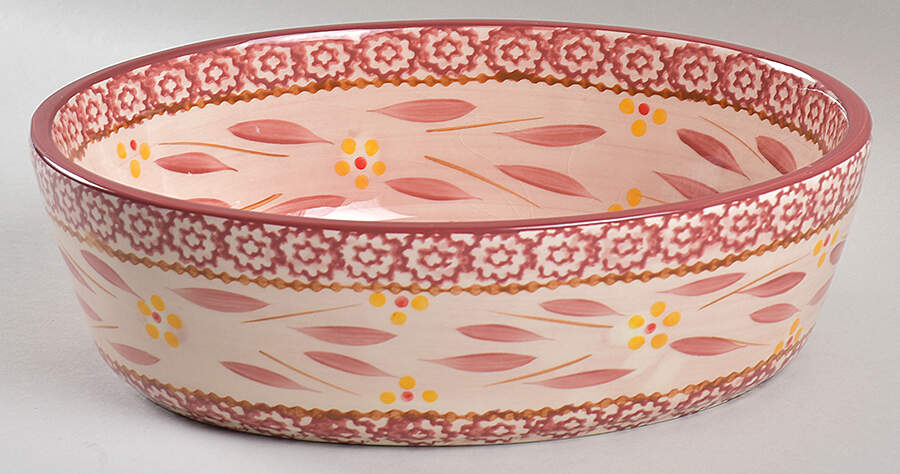 Old World Cranberry 2.5 Qt Oval Baker No Lid by Temp-Tations-1