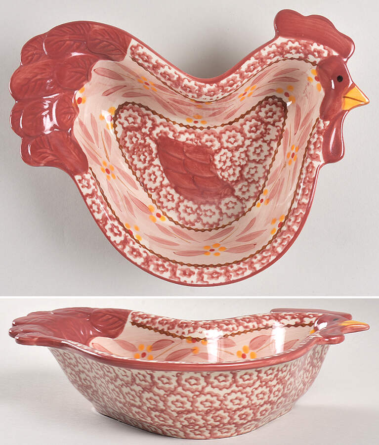 Old World Cranberry 9" Chicken Figural Baker by Temp-Tations-1